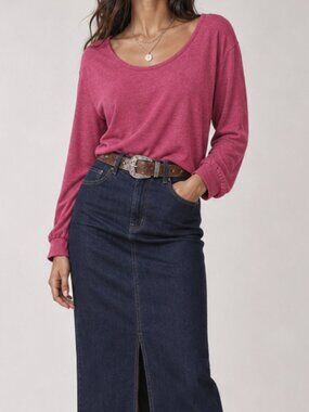 Soho Romantic Scoop Neck Pink Long Sleeve Sweater Top Xl